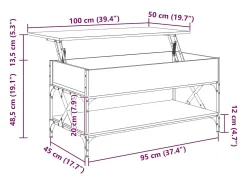 vidaxl Mesa de centro 100x50x50cm deriv. madeira/metal sonoma^ Mesa De Centro