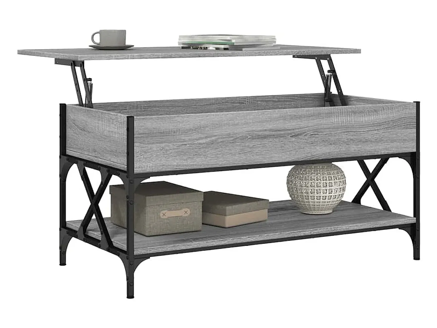 vidaxl Mesa de centro 100x50x50cm deriv. madeira/metal sonoma^ Mesa De Centro