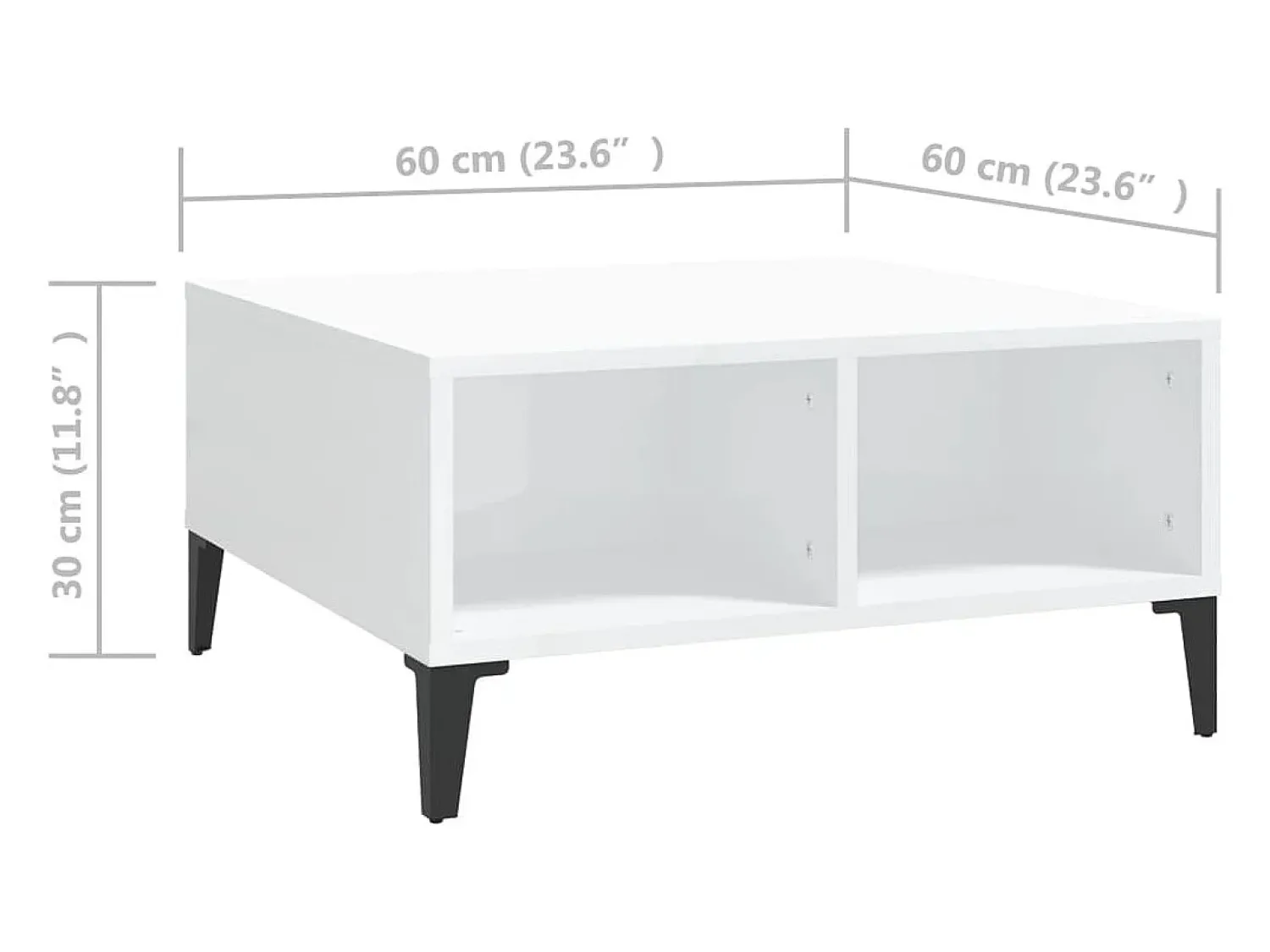 Mesa De Centro|vidaxl Mesa de centro 60x60x30cm derivados de madeira brilhante Branco