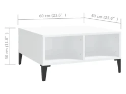 Mesa De Centro|vidaxl Mesa de centro 60x60x30cm derivados de madeira brilhante Branco