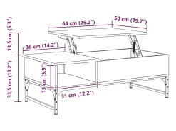 Hot vidaxl Mesa de centro 100x50x35cm deriv. madeira/metal carvalho sonoma Castanho