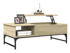 Hot vidaxl Mesa de centro 100x50x35cm deriv. madeira/metal carvalho sonoma Castanho