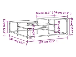 Mesa De Centro*vidaxl Mesa de centro 107x107x40cm derivados madeira carvalho castanho Natural claro
