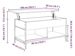 Mesa De Centro|vidaxl Mesa de centro 100x50x50cm deriv. madeira/metal sonoma Cinzento