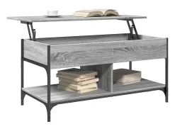 Mesa De Centro|vidaxl Mesa de centro 100x50x50cm deriv. madeira/metal sonoma Cinzento