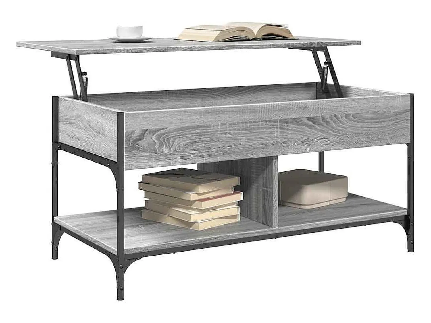 Mesa De Centro|vidaxl Mesa de centro 100x50x50cm deriv. madeira/metal sonoma Cinzento