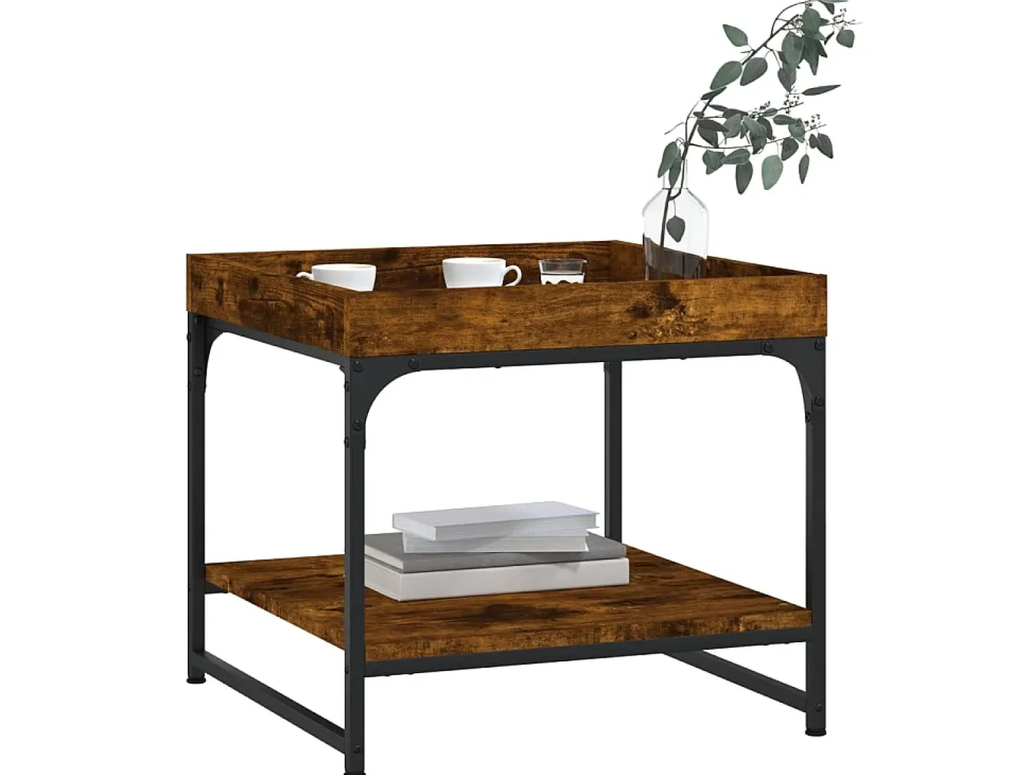 Mesa de centro 49,5x49,5x45cm derivados madeira carvalho fumado PT194523 Castanho