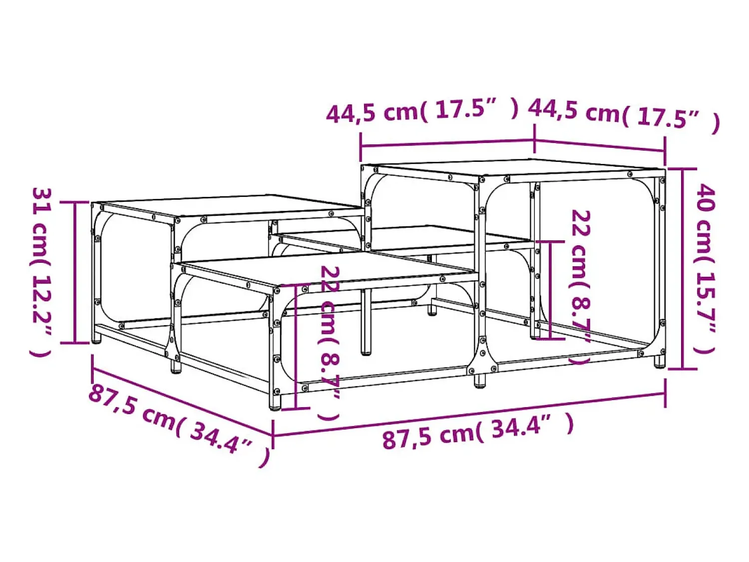 Mesa De Centro|vidaxl Mesa de centro 87,5x87,5x40cm derivados de madeira cinza sonoma Cinzento