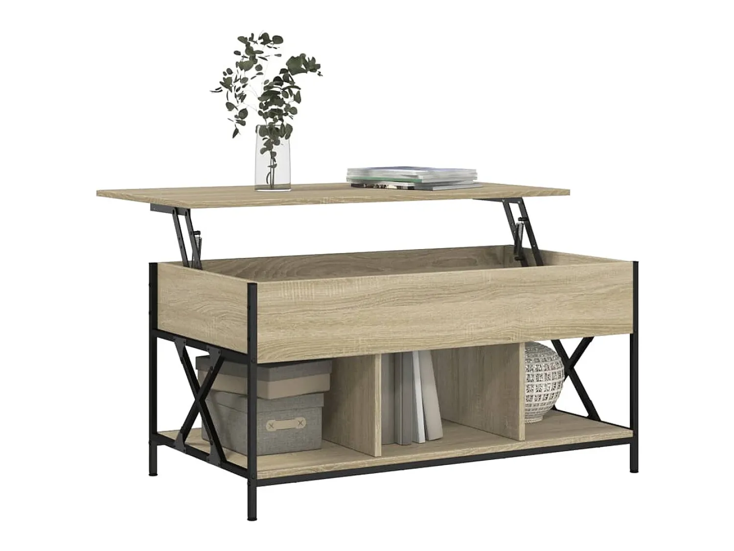 Mesa de centro 100x55x50cm deriv. madeira/metal carvalho sonoma PT818302^ Mesa De Centro