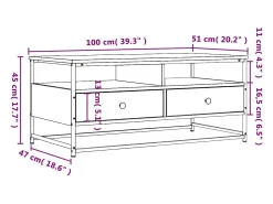 Mesa De Centro|vidaxl Mesa de centro 100x51x45cm derivados de madeira sonoma Cinzento