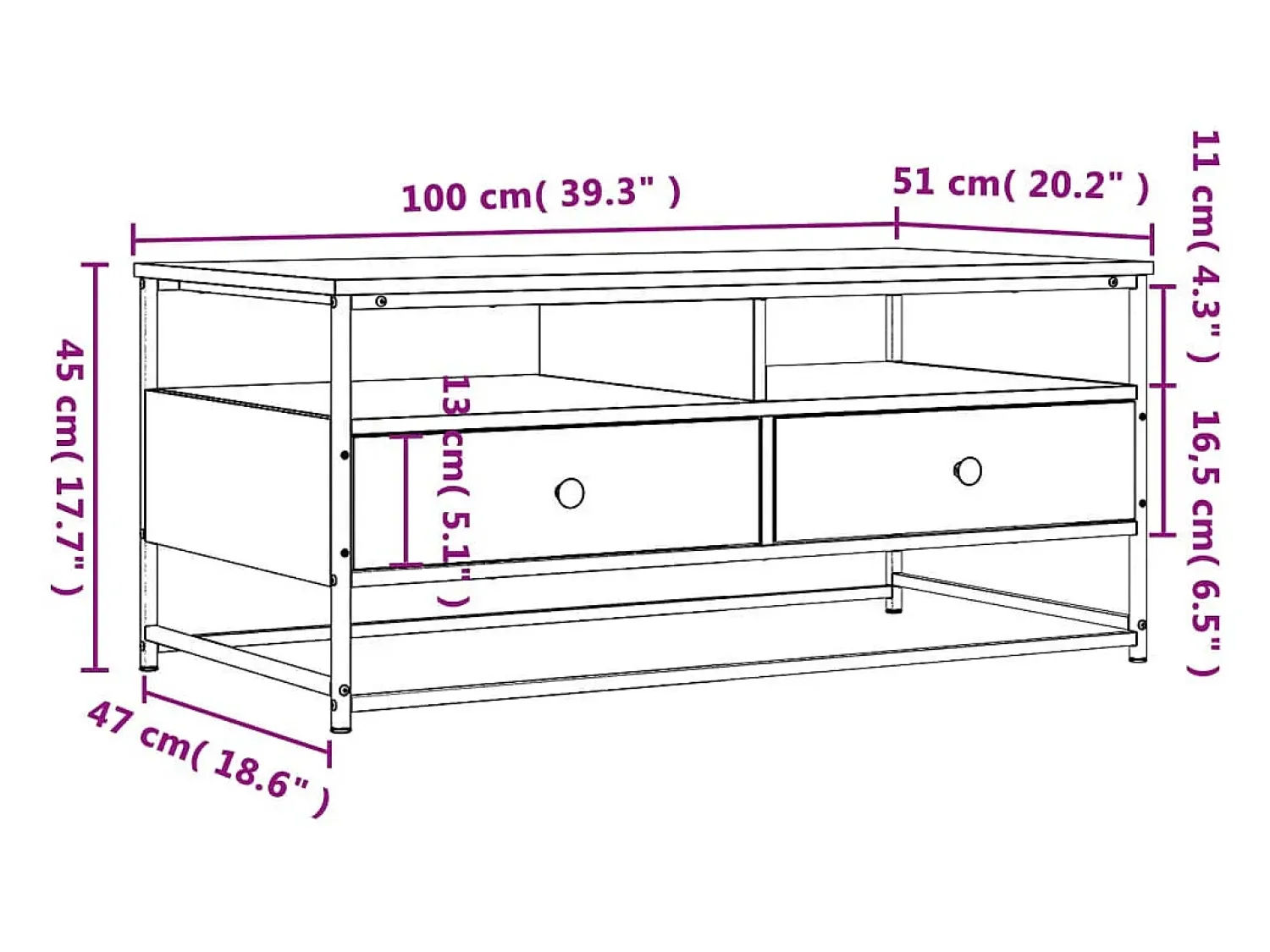 Mesa De Centro|vidaxl Mesa de centro 100x51x45cm derivados de madeira sonoma Cinzento