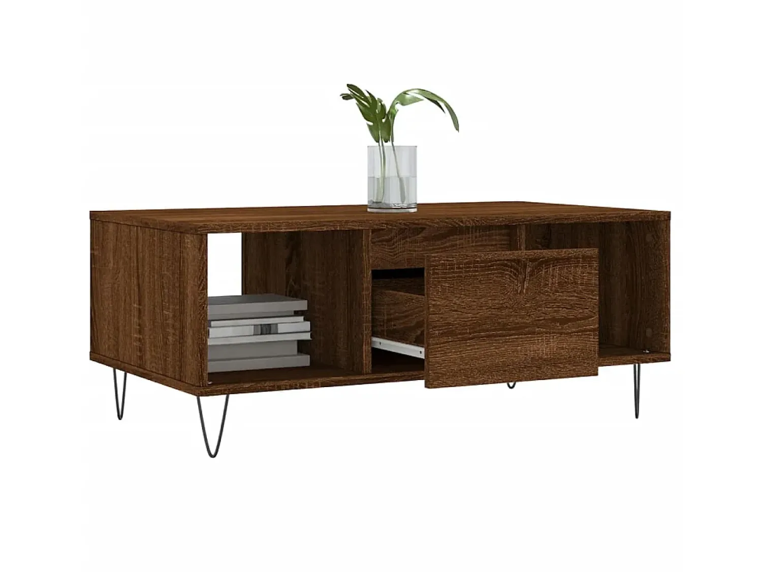 Mesa De Centro| Mesa de centro 90x50x36,5cm derivados madeira carvalho PT482364 Castanho