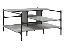 Mesa De Centro| Mesa de centro 100x100x48,5cm derivados de madeira cinza sonoma PT830436 Cinzento