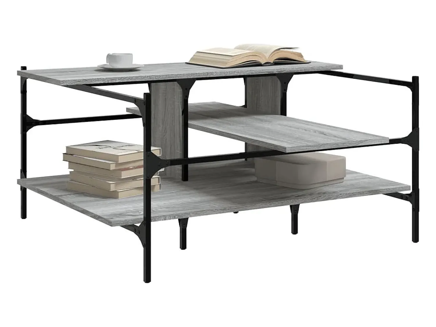 Mesa De Centro| Mesa de centro 100x100x48,5cm derivados de madeira cinza sonoma PT830436 Cinzento
