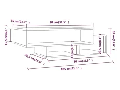 Mesa De Centro*vidaxl Mesa de centro 105x55x32cm derivados de madeira sonoma Cinzento