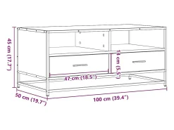 vidaxl Mesa de centro 100x50x45cm derivados madeira/metal cinza sonoma^ Mesa De Centro
