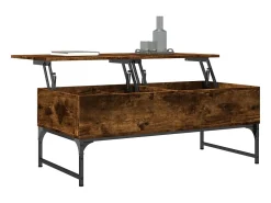 Mesa De Centro| Mesa de centro 100x50x40cm deriv. madeira/metal carvalho fumado PT583938 Castanho