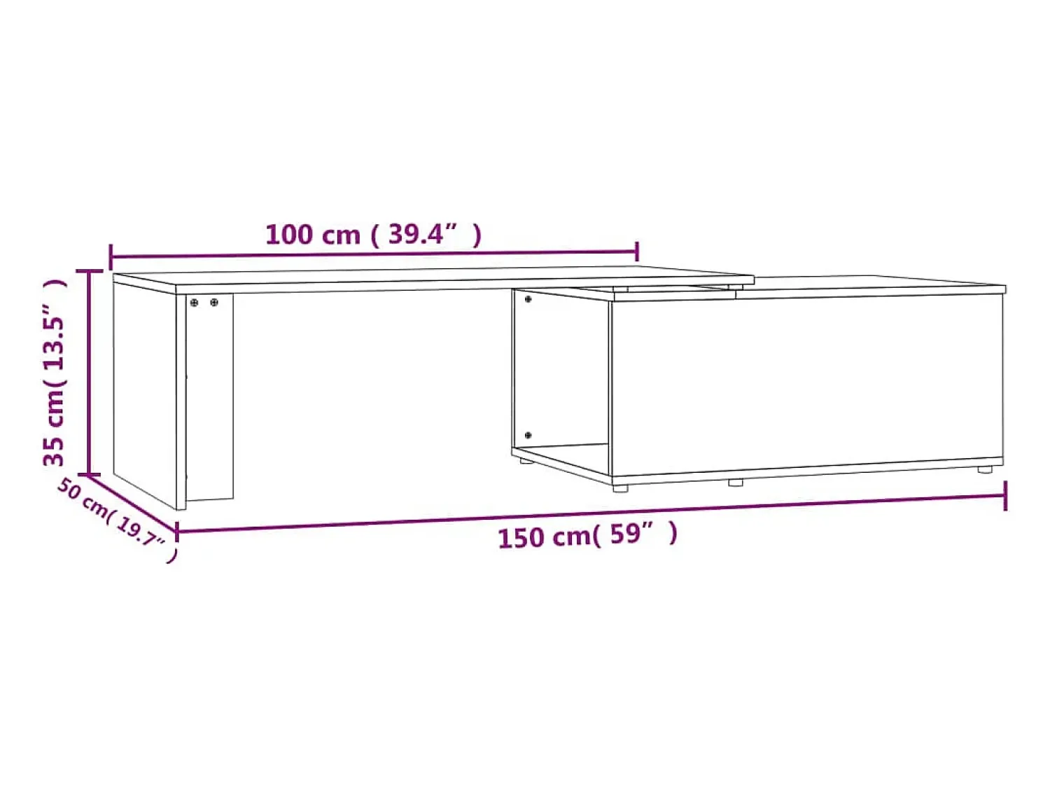 Mesa De Centro*vidaxl Mesa de centro 150x50x35cm derivados de madeira carvalho sonoma Natural claro