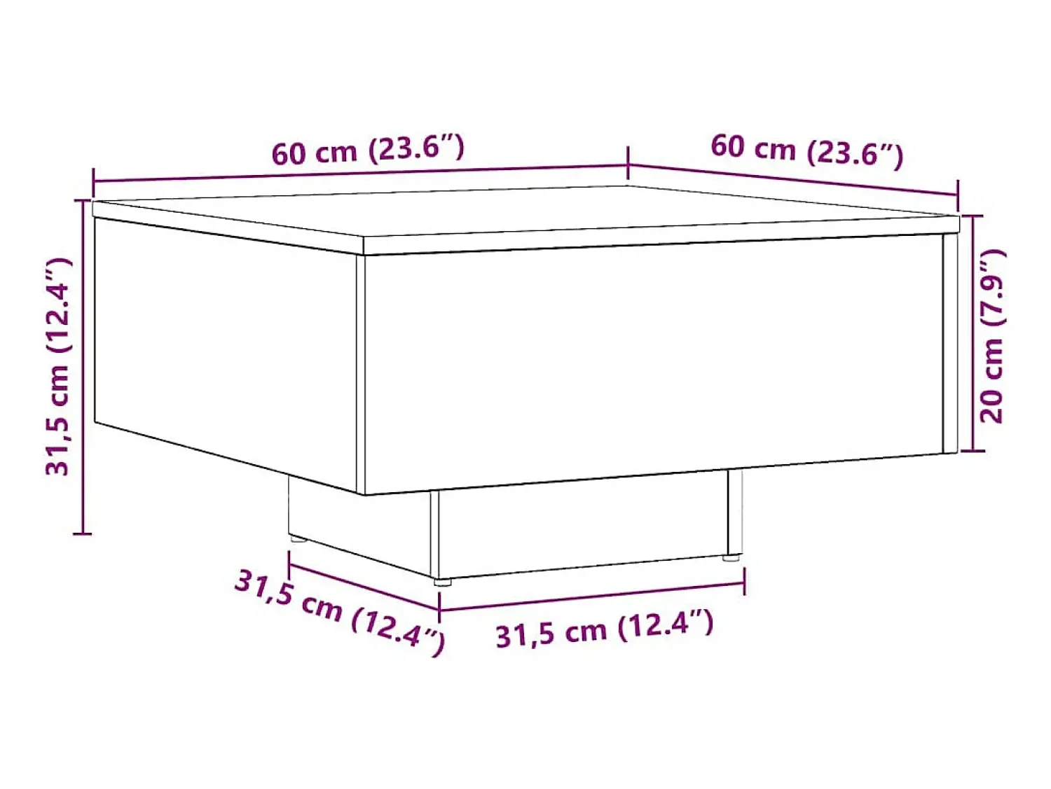 Mesa De Centro*vidaxl Mesa de centro 60x60x31,5cm derivados madeira carvalho castanho Natural claro