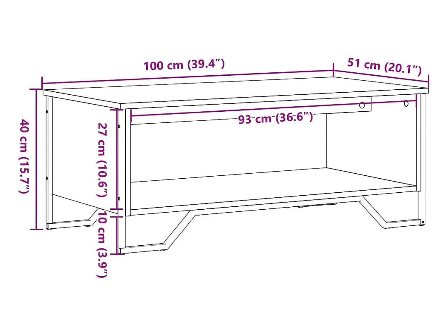vidaxl Mesa de centro 100x51x40cm derivados de madeira sonoma^ Mesa De Centro