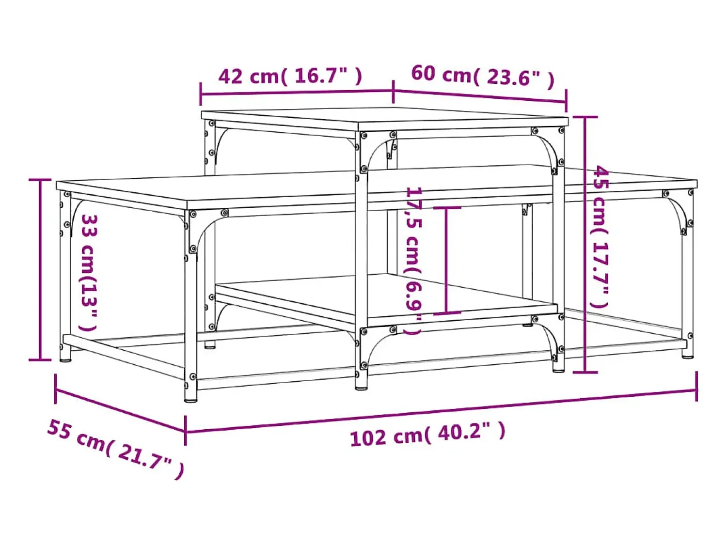 Discount vidaxl Mesa de centro 102x60x45cm derivados de madeira carvalho sonoma Natural claro