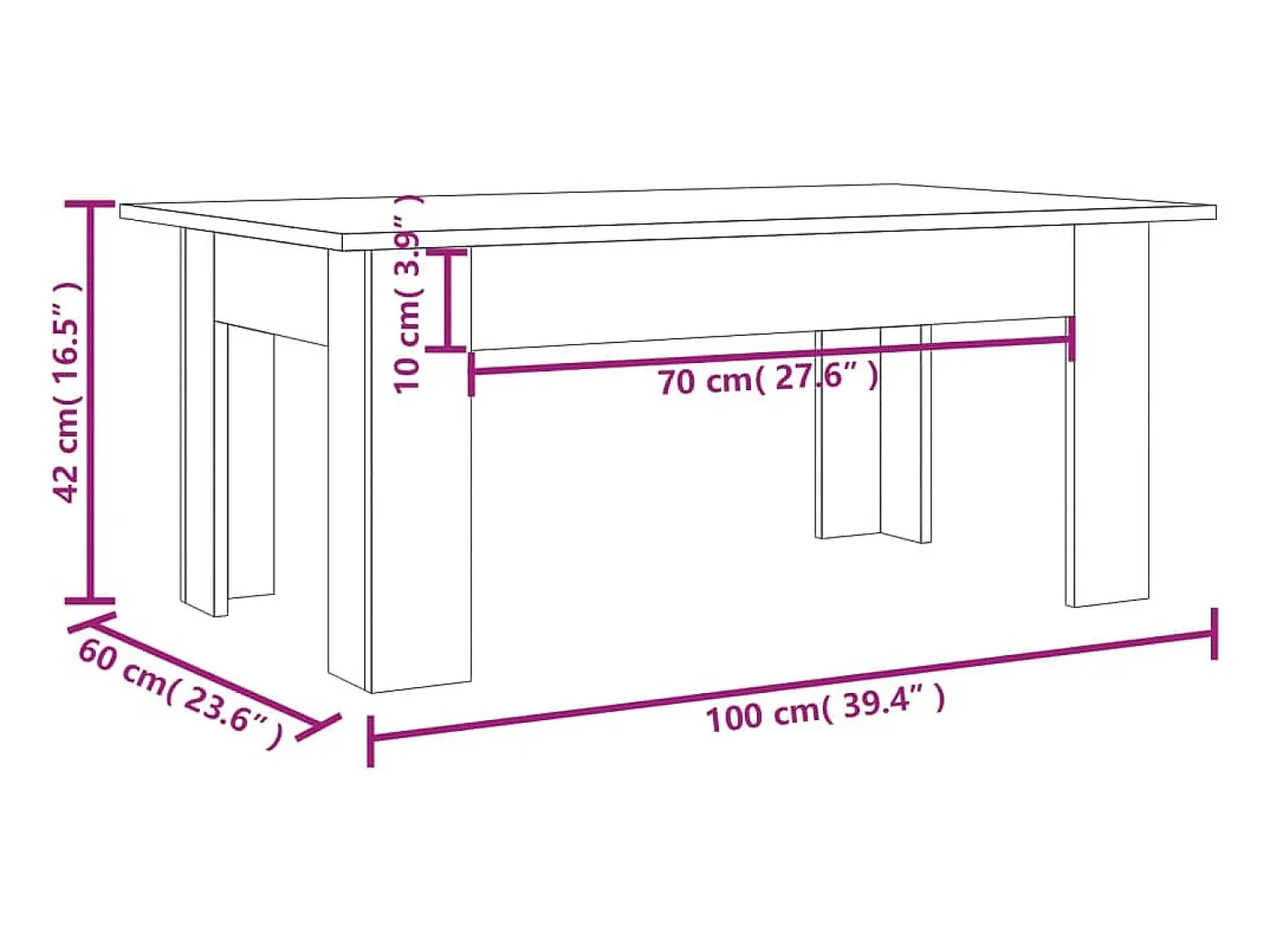 Mesa De Centro|vidaxl Mesa de centro 100x60x42cm derivados de madeira sonoma Cinzento