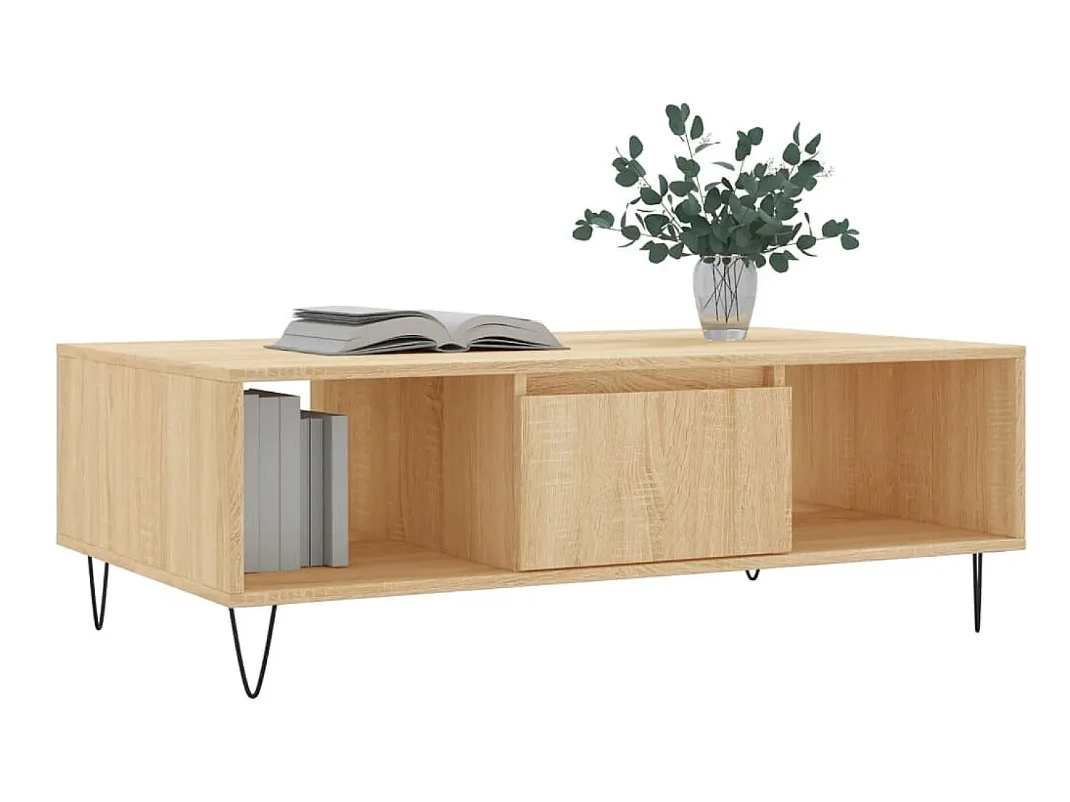 Clearance Mesa de centro 104x60x35cm derivados de madeira carvalho sonoma PT624791 Castanho