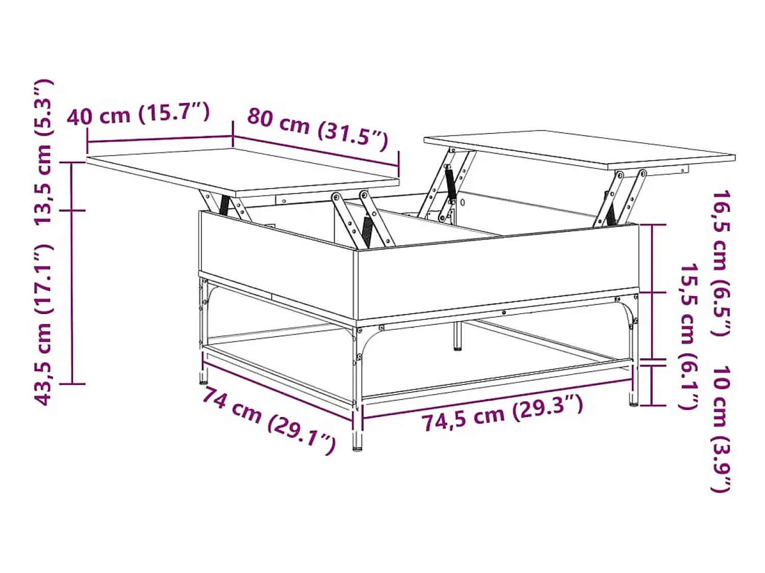 Mesa De Centro*vidaxl Mesa de centro 80x80x45cm deriv. madeira/metal sonoma Cinzento
