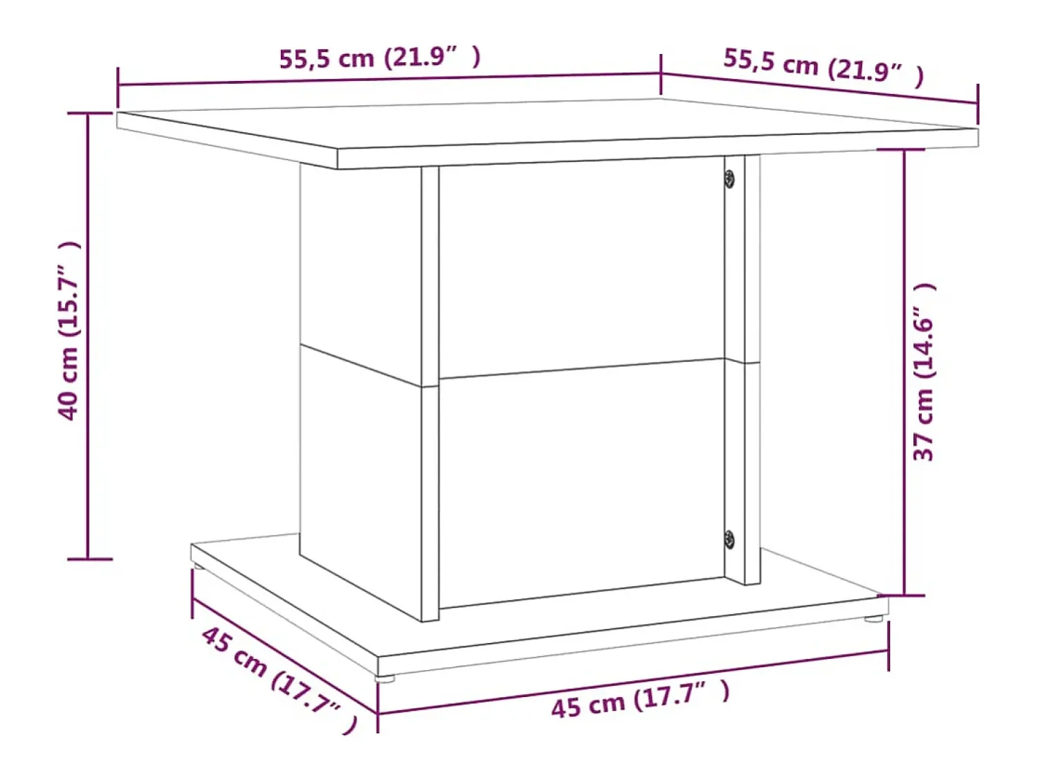 Mesa De Centro*vidaxl Mesa de centro 55,5x55,5x40cm derivados madeira carvalho fumado Natural claro