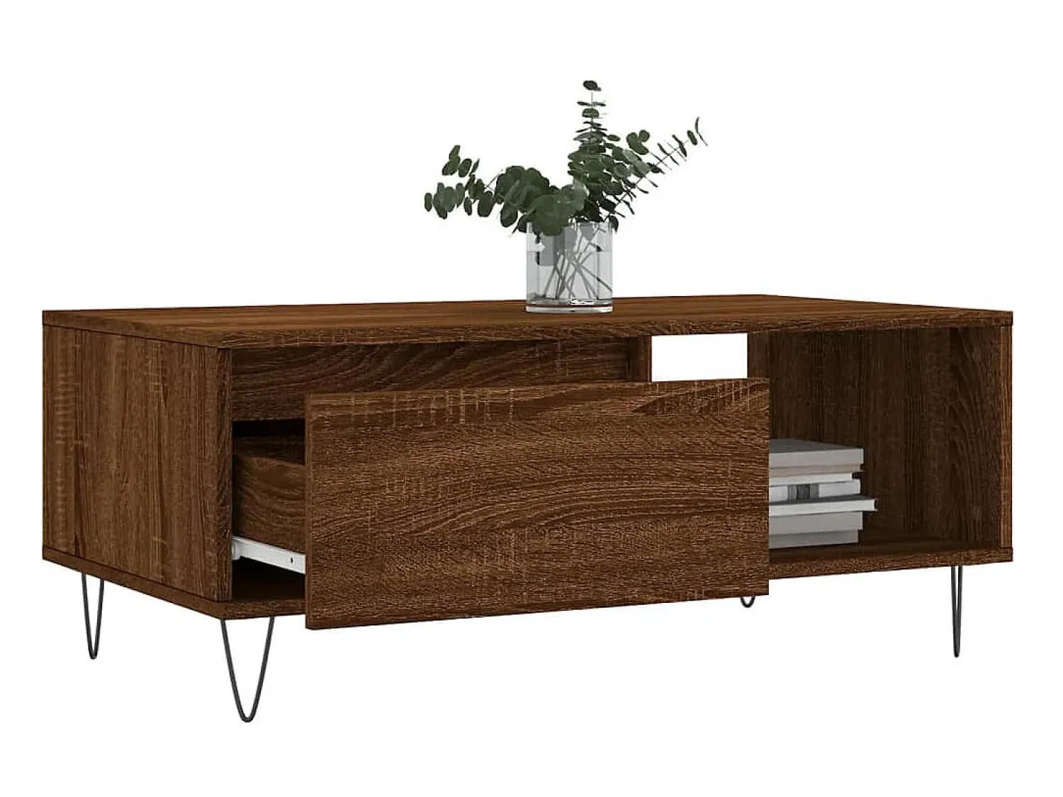 Mesa De Centro| Mesa de centro 90x50x36,5cm derivados madeira carvalho PT399851 Castanho