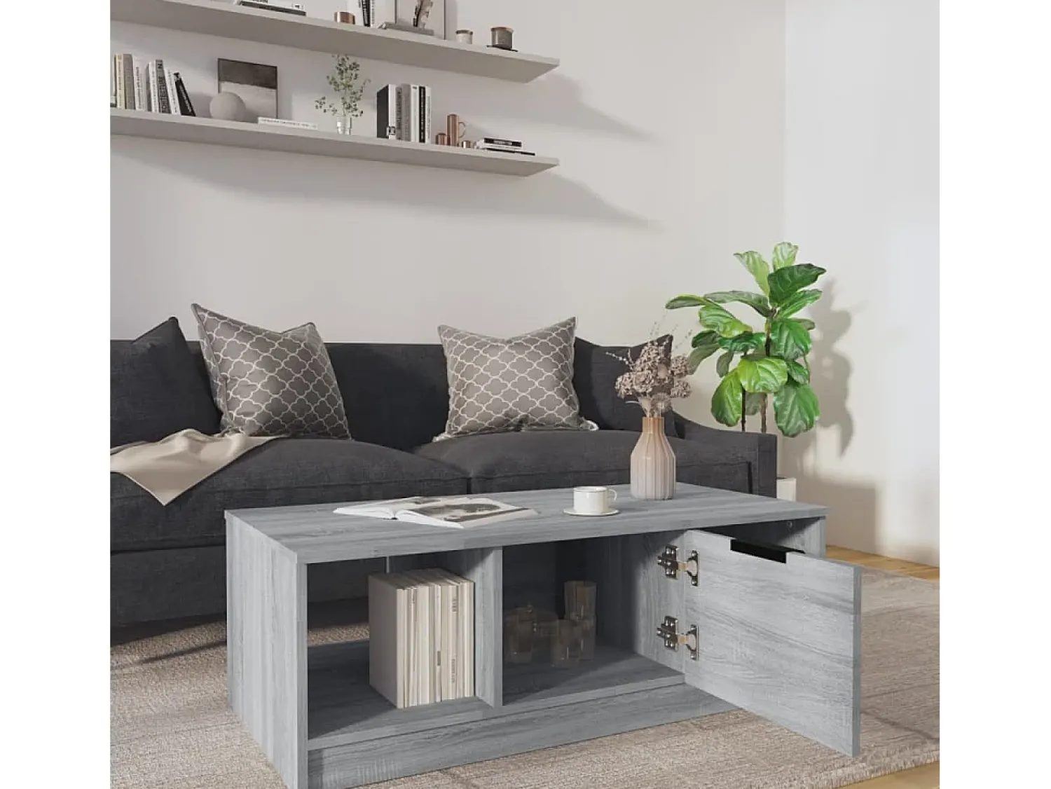 Mesa De Centro*vidaxl Mesa de centro 102x50x36cm derivados de madeira sonoma Cinzento