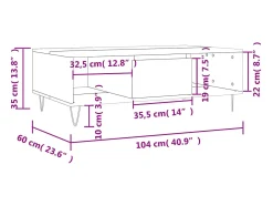 vidaxl Mesa de centro 104x60x35cm derivados de madeira sonoma^ Mesa De Centro