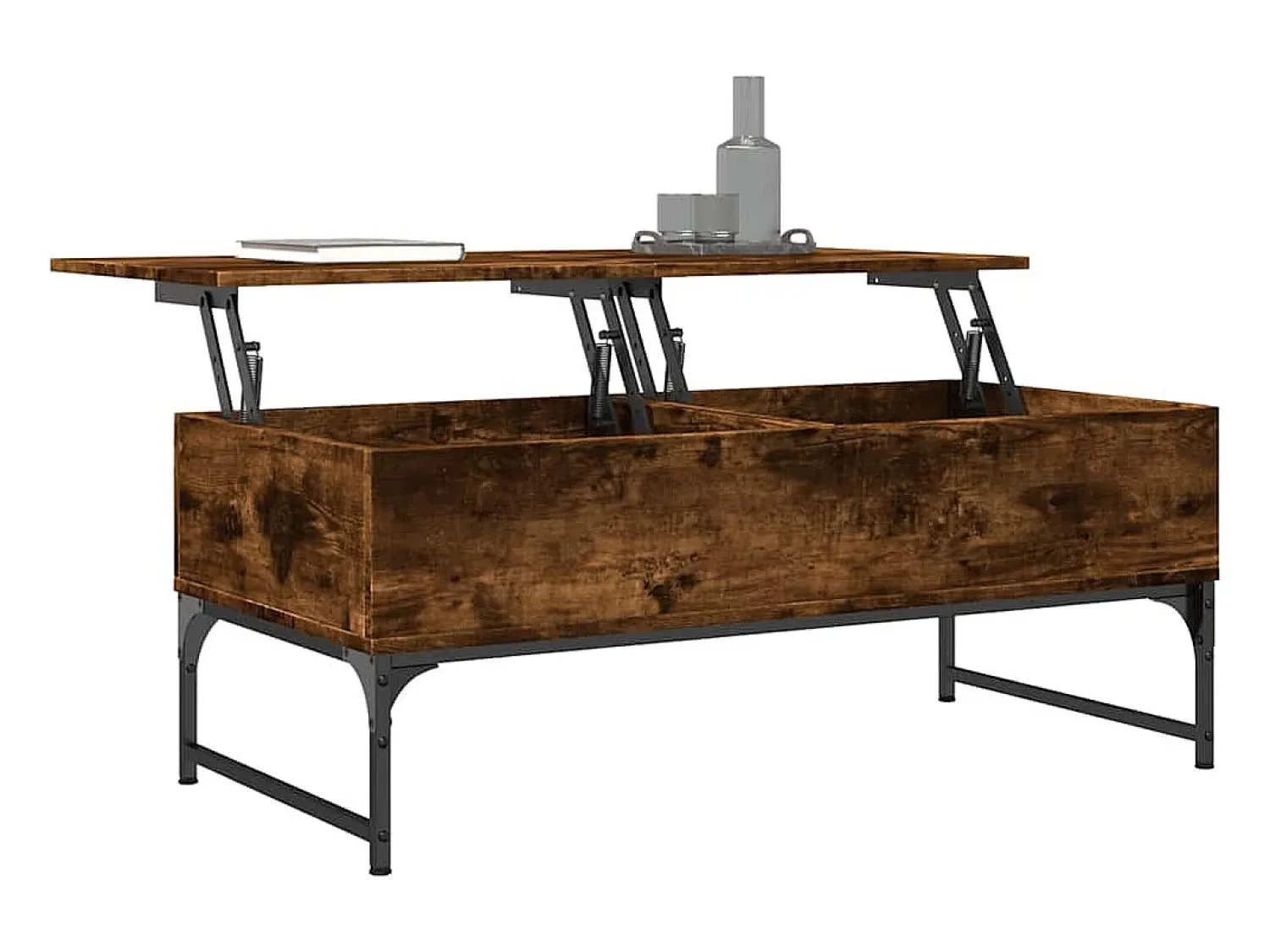 Mesa De Centro*vidaxl Mesa de centro 100x50x40cm deriv. madeira/metal carvalho fumado Castanho