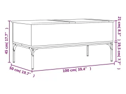Mesa De Centro|vidaxl Mesa de centro 100x50x45cm deriv. madeira/metal carvalho sonoma Castanho