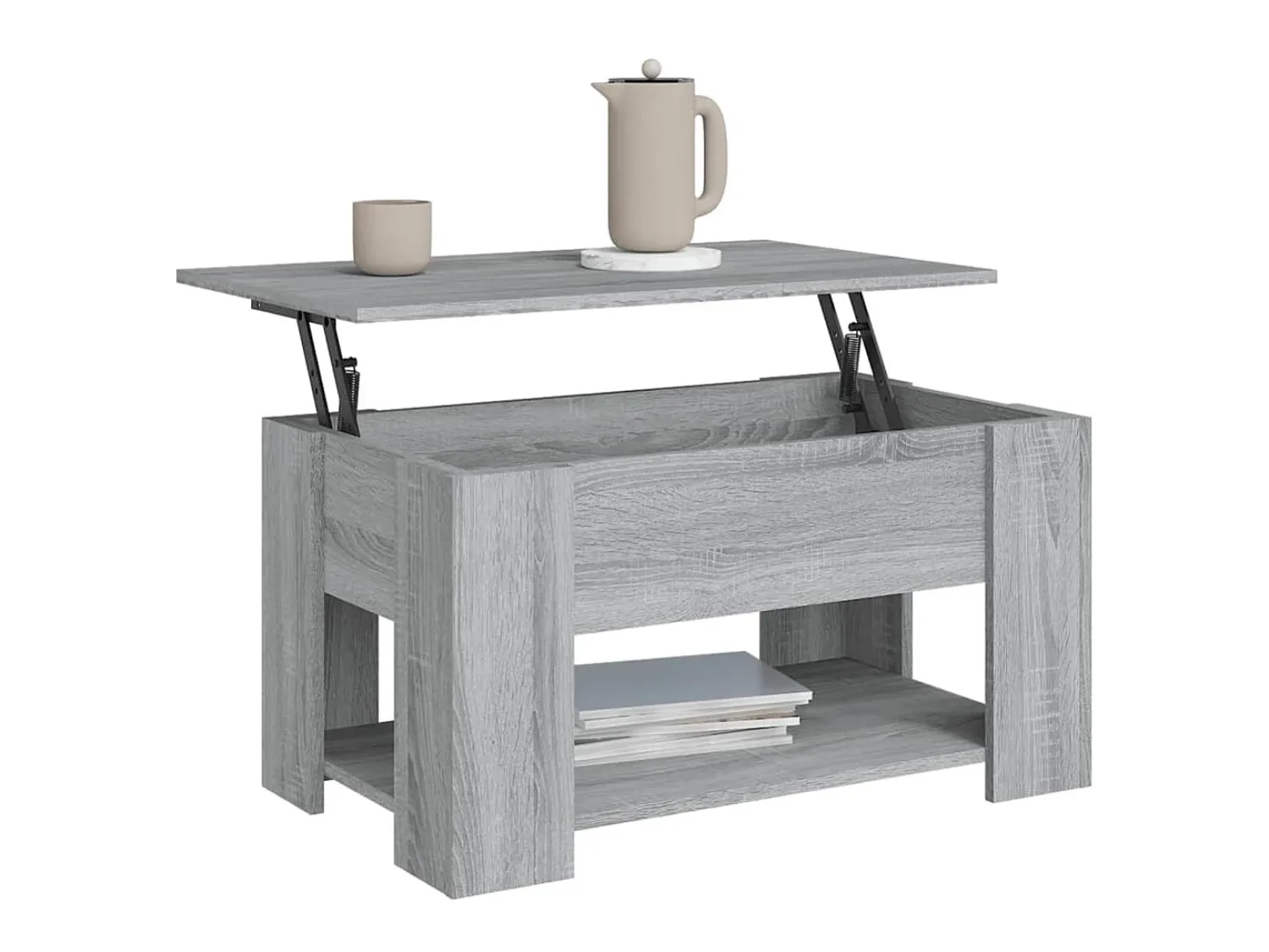 Mesa De Centro| Mesa de centro 79x49x41cm derivados de madeira sonoma PT814875 Cinzento