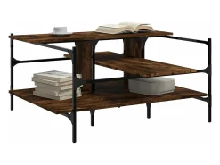 Mesa De Centro| Mesa de centro 100x100x48,5cm derivados madeira carvalho fumado PT753487 Castanho