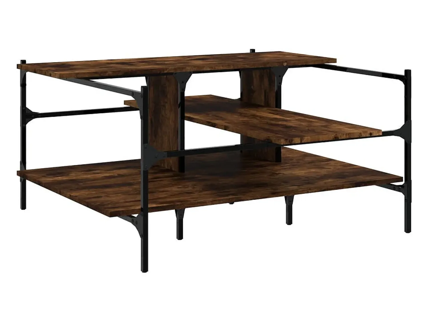 Mesa De Centro| Mesa de centro 100x100x48,5cm derivados madeira carvalho fumado PT753487 Castanho
