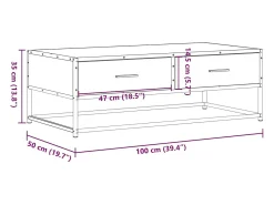 Mesa De Centro*vidaxl Mesa de centro 100x50x35cm deriv. madeira/metal carvalho sonoma Natural claro