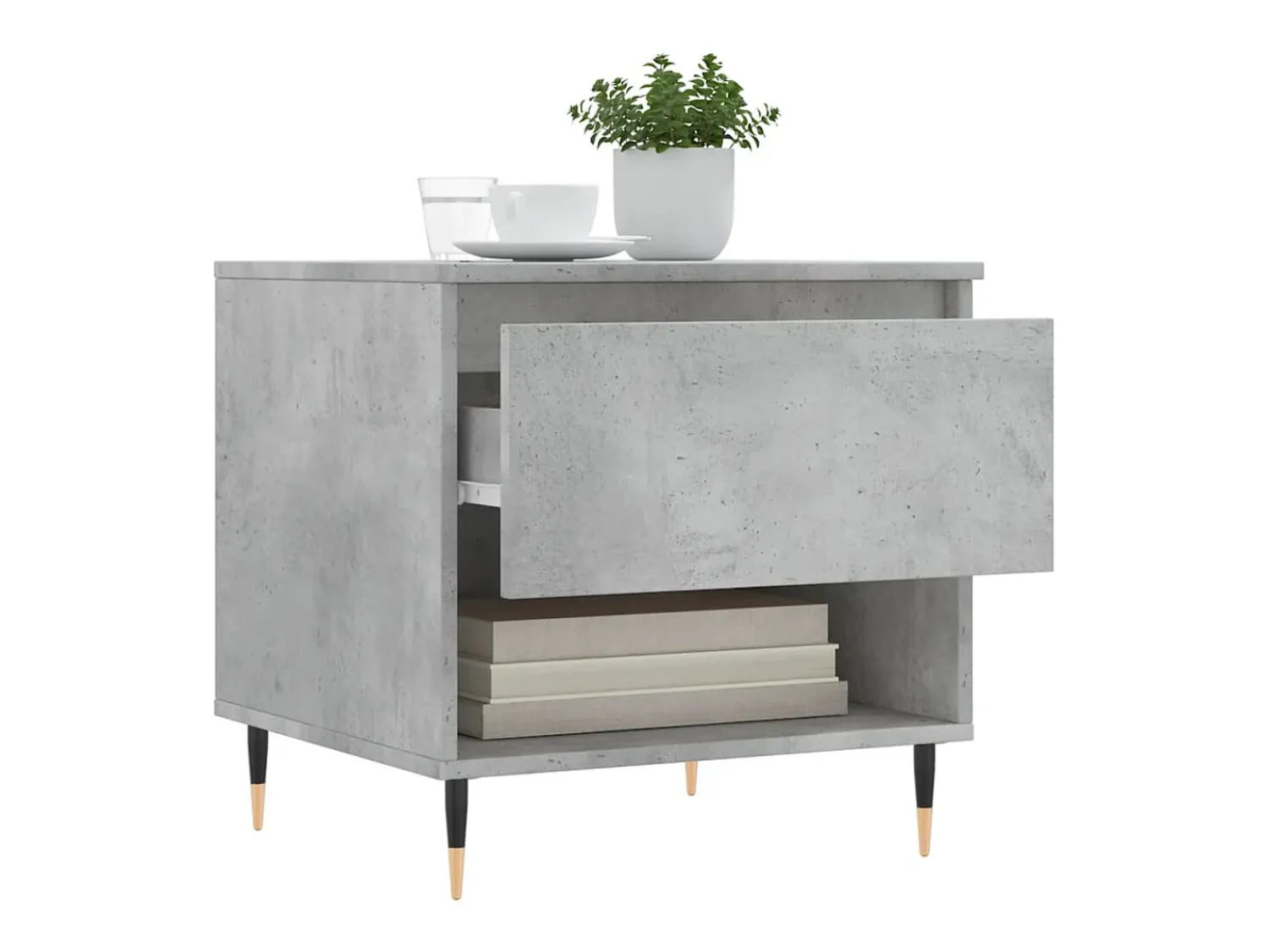 Best vidaxl Mesa de centro 50x46x50cm derivados de madeira cinzento-cimento Cinzento claro