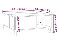 vidaxl Mesa de centro 80x80x36,5cm derivados madeira carvalho castanho^ Mesa De Centro