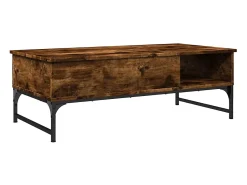 vidaxl Mesa de centro 100x50x35cm deriv. madeira/metal carvalho fumado^ Mesa De Centro