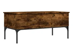Online vidaxl Mesa de centro 100x50x45cm deriv. madeira/metal carvalho fumado Castanho