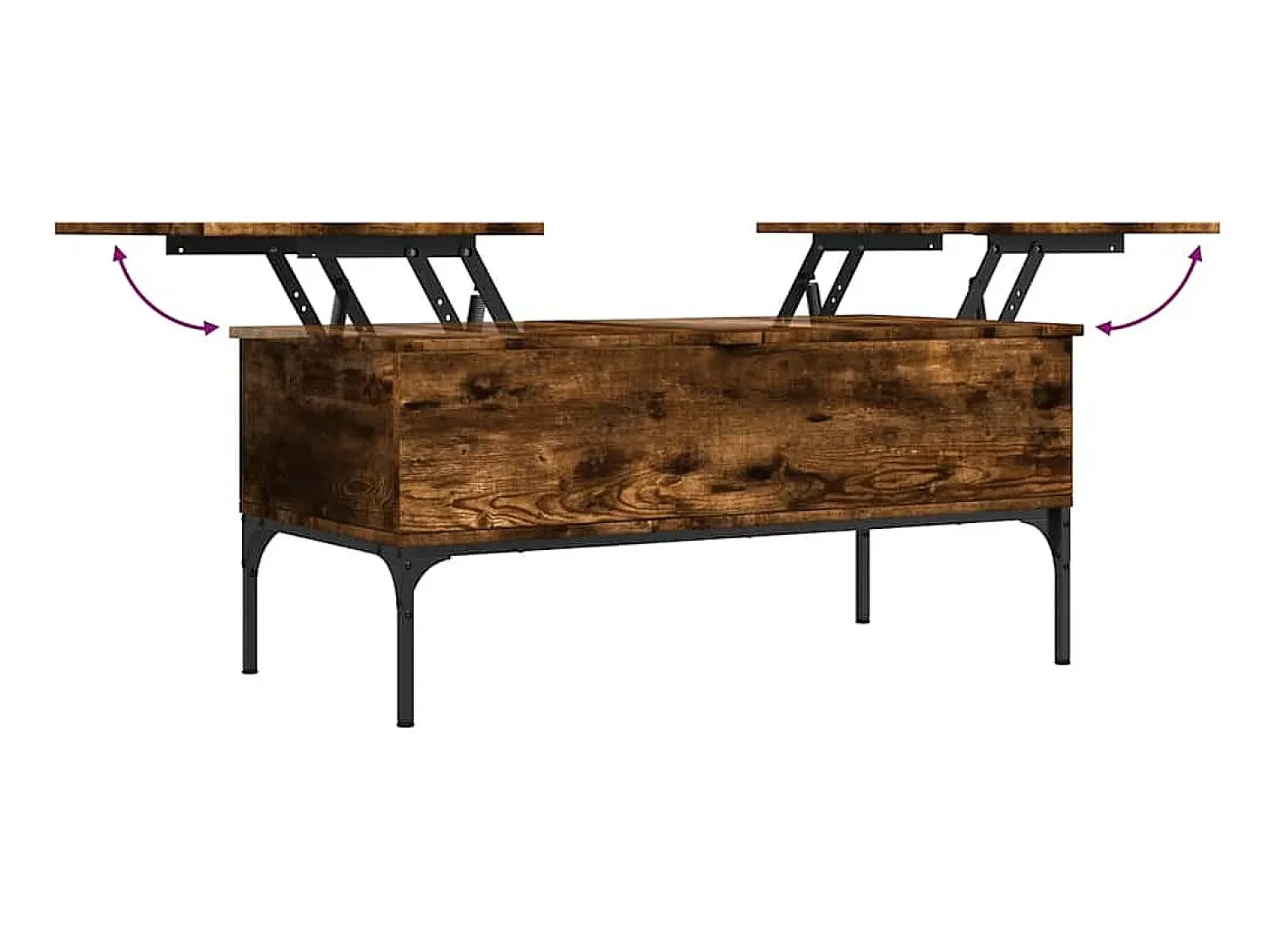 Online vidaxl Mesa de centro 100x50x45cm deriv. madeira/metal carvalho fumado Castanho