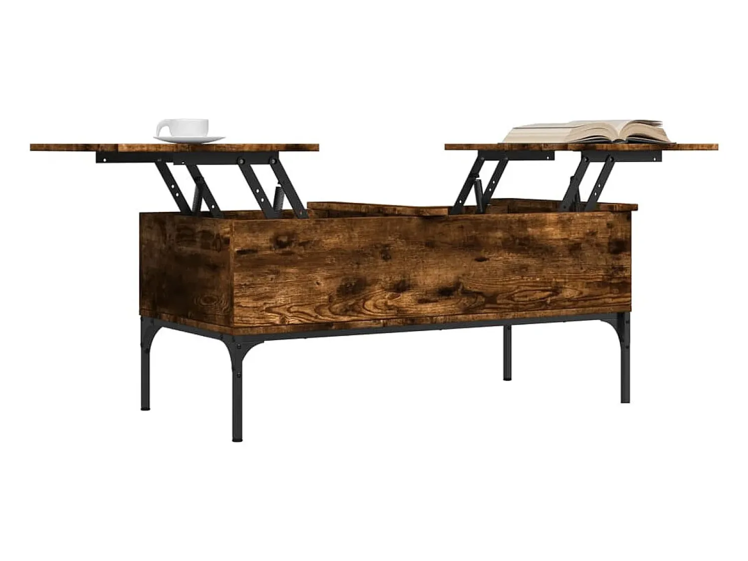 Online vidaxl Mesa de centro 100x50x45cm deriv. madeira/metal carvalho fumado Castanho