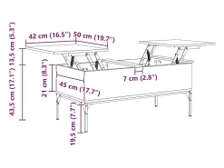Online vidaxl Mesa de centro 100x50x45cm deriv. madeira/metal carvalho fumado Castanho