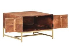 Mesa De Centro| Mesa de centro 67x67x45cm madeira de acácia maciça mel PT642252 Castanho