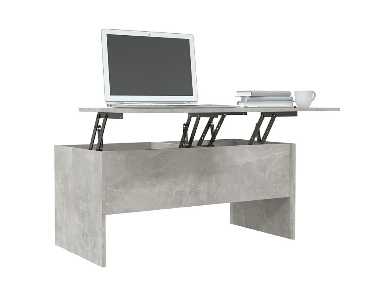 Mesa de centro 102x50,5x46,5cm madeira processada cinza cimento PT316622^ Mesa De Centro