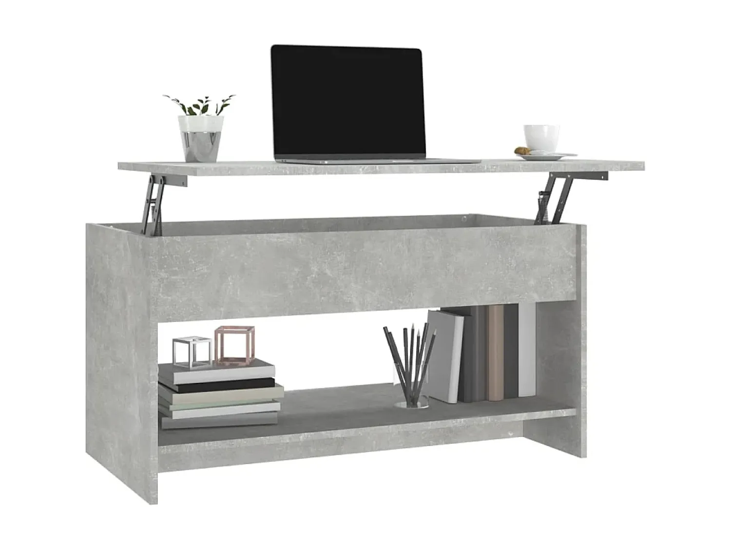 Mesa de centro 102x50x52,5cm madeira processada cinza cimento PT657474^ Mesa De Centro