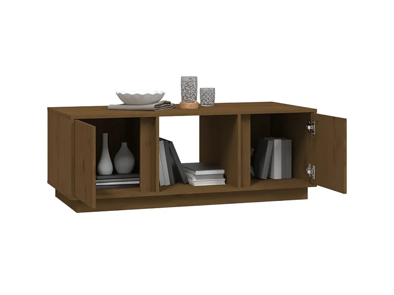 Mesa De Centro| Mesa de centro 110x50x40cm madeira de pinho maciça mel PT740775 Castanho