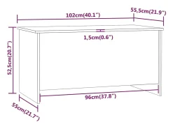 Mesa De Centro*vidaxl Mesa de centro 102x55,5x52,5cm madeira processada cinza cimento Cinzento